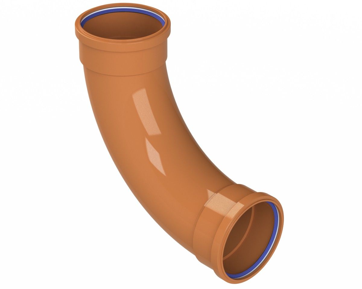 Polypipe 110mm Long Radius Bend Double Socket 87.5deg - Terracotta - UG411