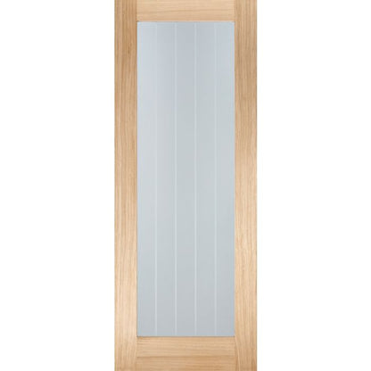 LPD Mexicano Pattern 10 Clear/Frosted Lines Glazed Internal Door 1981 x 762mm Unfinished Oak