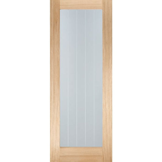 LPD Mexicano Pattern 10 Clear/Frosted Lines Glazed Internal Door 1981 x 762mm Unfinished Oak
