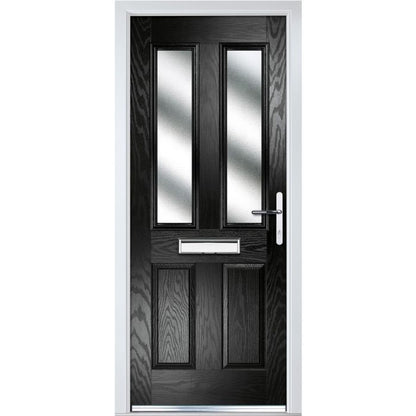 Crystal GRP Door with 4 Panels & 2 Glass (Left Hand) 920 x 2055mm Obscure - Black