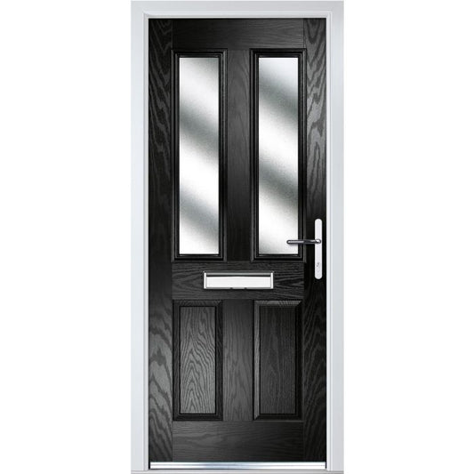 Crystal GRP Door with 6 Panels & 2 Glass (Left Hand) 920 x 2055mm Obscure - Black