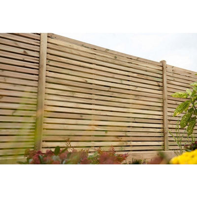 Forest Contemporary Double Slatted Fence Panel 1.8m x 1.8m Treated Timber (Pack of 4)