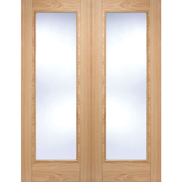 LPD Vancouver Pattern 10 Glazed Internal Door Pairs 1981 x 1168mm Pre-Finished Oak