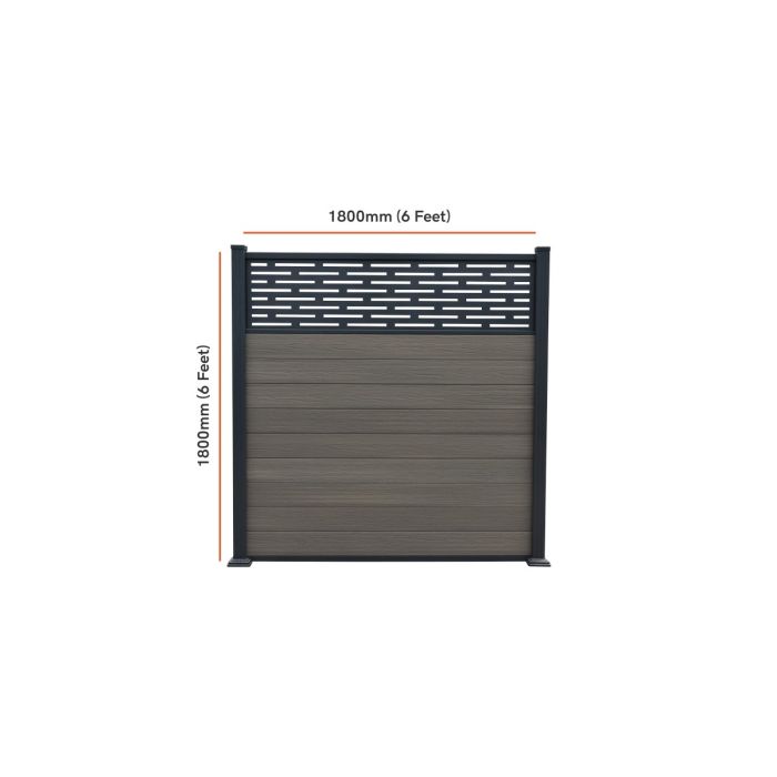 Piranha Bolt Down Composite Fence Kit inc Horizontal Trellis 6ft - Antique Grey