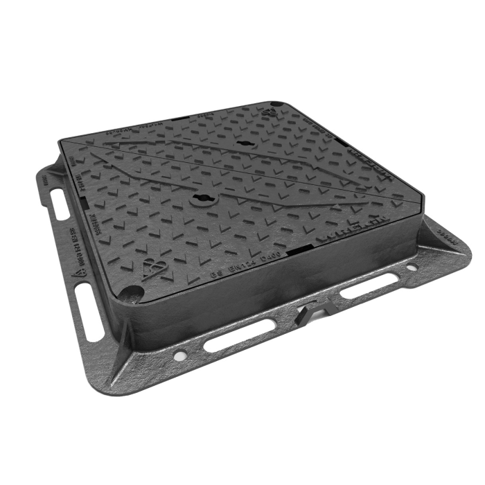 Wrekin D400 Double Tri Ductile Iron Tristar Cover & Frame - 675 x 675 x 150mm