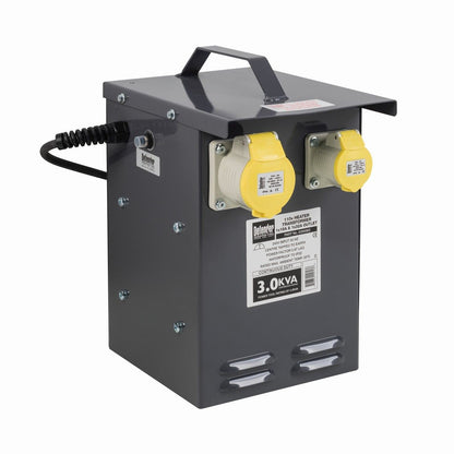 Defender Metal Heater Transformer - 3kVA 110V 16A/32A - Yellow