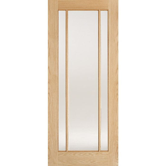 Lincoln Solid Core Internal Door - Unfinished - 3L Clear Glazed 1981 x 533mm Oak OLING21