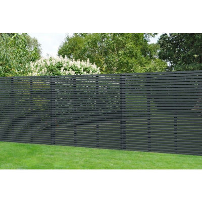 Forest Contemporary Slatted Fence Panel 1.8m x 1.81m Treated Anthracite Grey (Pack of 5)