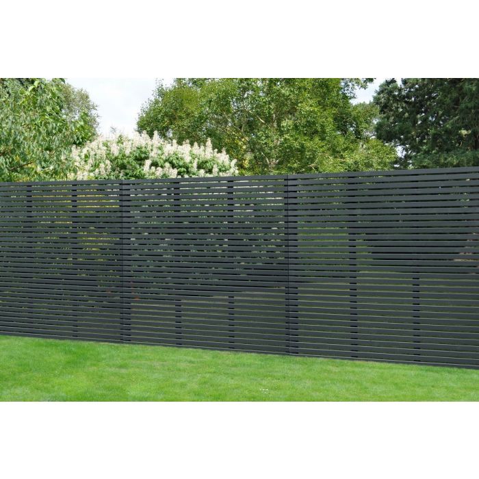 Forest Contemporary Slatted Fence Panel 1.8m x 1.81m Treated Anthracite Grey (Pack of 3)