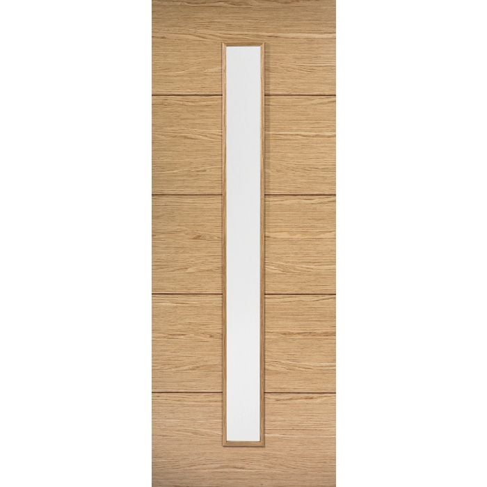 Lille Solid Core Internal Door - Prefinished - 1L Clear Glazed 1981 x 762mm Oak OLILLEGL30