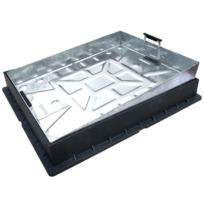 10tn Block Paviour Manhole Cover with Poly Frame 600 x 450 x 80mm