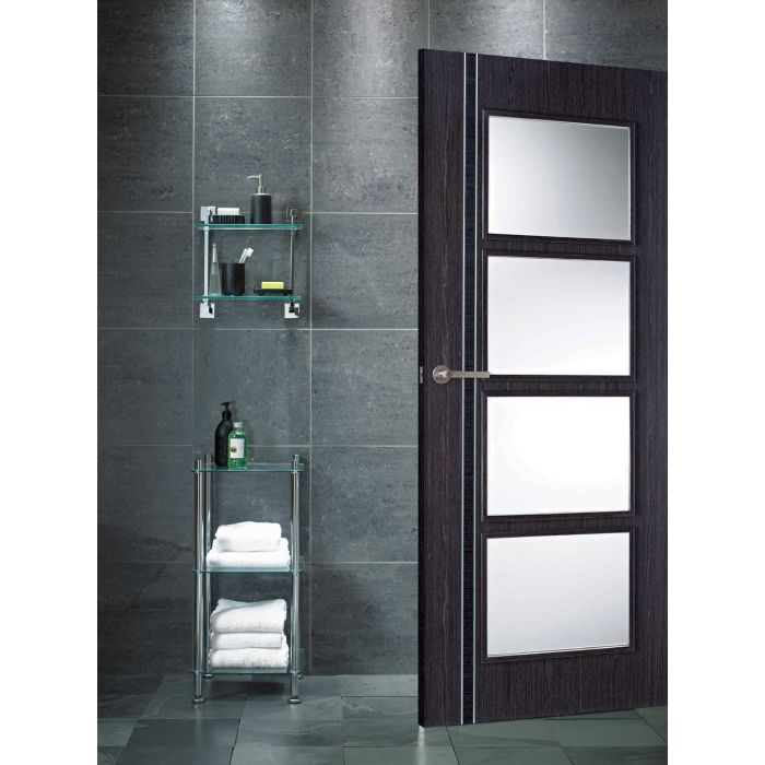 LPD Zanzibar 4L Glazed Internal Door 1981 x 686mm Pre-Finished Ash Grey