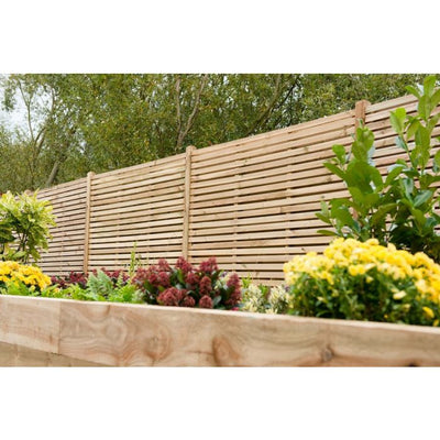 Forest Contemporary Double Slatted Fence Panel 1.8m x 1.8m Treated Timber (Pack of 5)