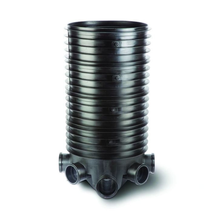 Polypipe Deep Inspection Chamber Base & 4 Risers - 110mm - Black - ICDB3