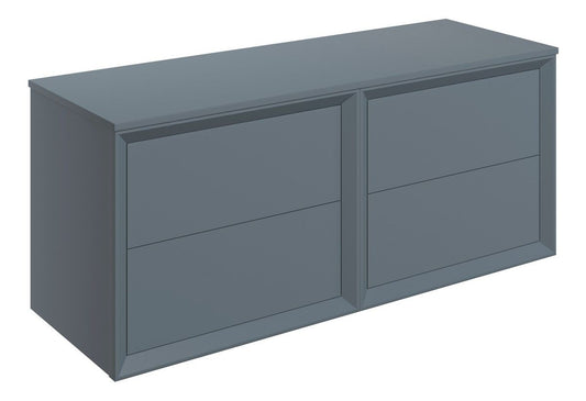 Drawn Wall Hung 4 Drawer Basin Unit & Top 1200mm - Matt Storm Blue