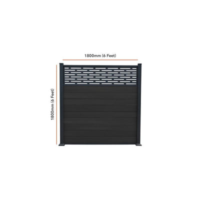 Piranha Bolt Down Composite Fence Kit inc Horizontal Trellis 6ft - Black Carbon