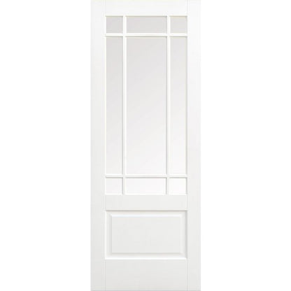 Downham Solid Core Internal Door - Primed - Clear Bevelled Glazing 2040 x 726mm White WFDOWCG726