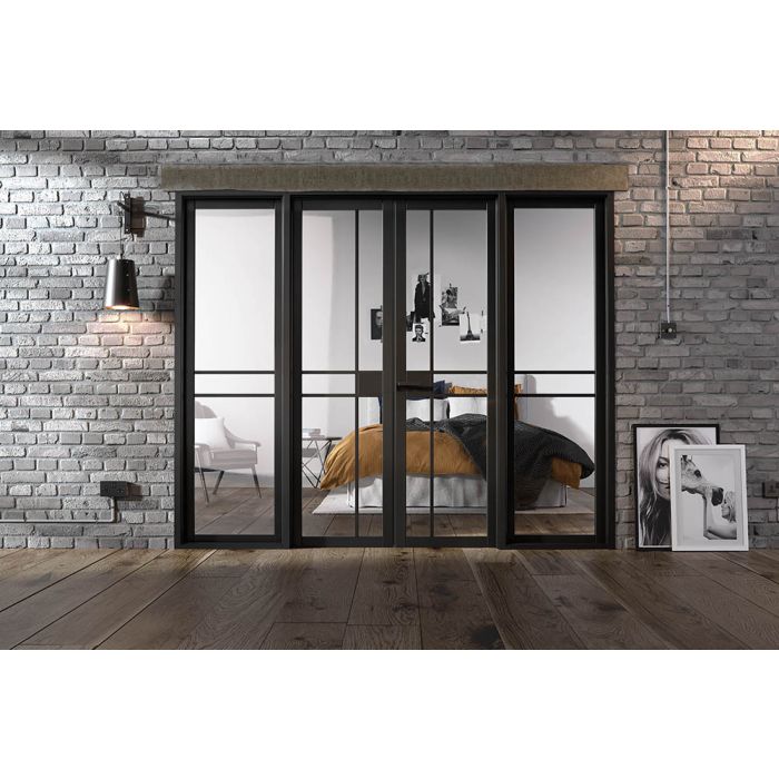 LPD Greenwich W8 Glazed Internal Room Divider Set 2031 x 2478mm Black Primed