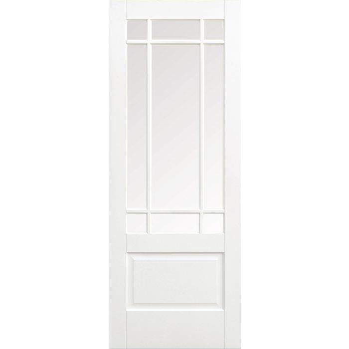 Downham Solid Core Internal Door - Primed - Clear Bevelled Glazing 1981 x 838mm White WFDOWCG33