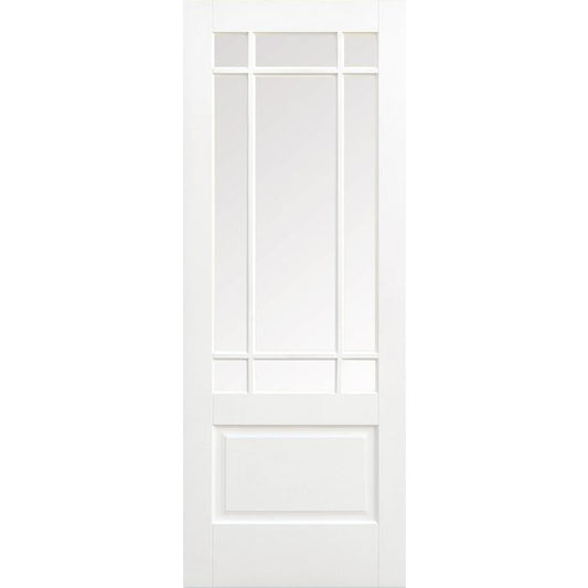 Downham Solid Core Internal Door - Primed - Clear Bevelled Glazing 1981 x 838mm White WFDOWCG33
