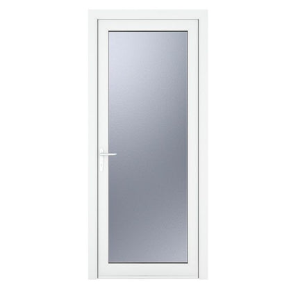 Crystal uPVC Open In Single Door (Right Hand) Full Glass 890 x 2090mm Obscure - White