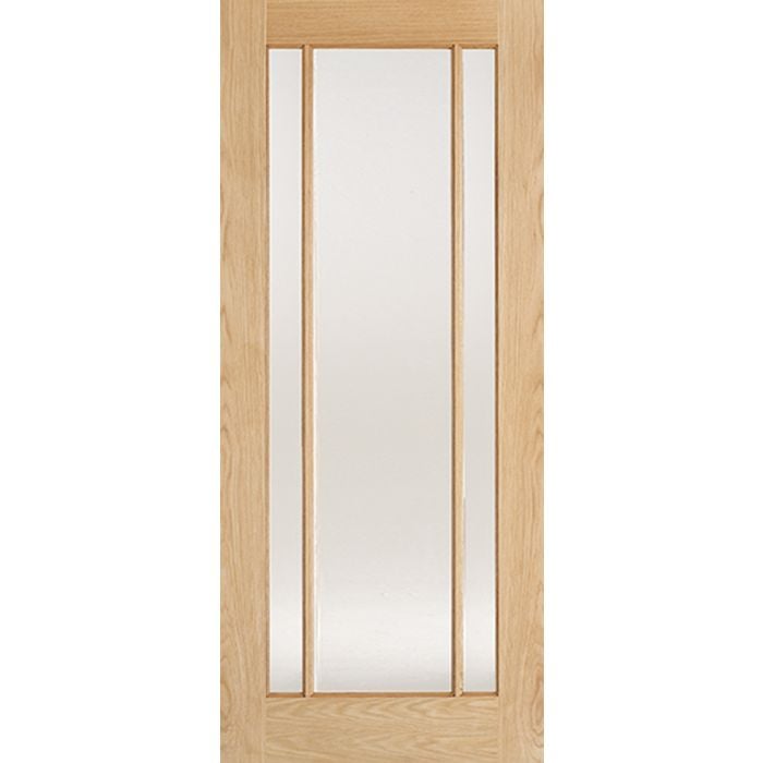Lincoln Solid Core Internal Door - Unfinished - 3L Clear Glazed 1981 x 610mm Oak OLING24