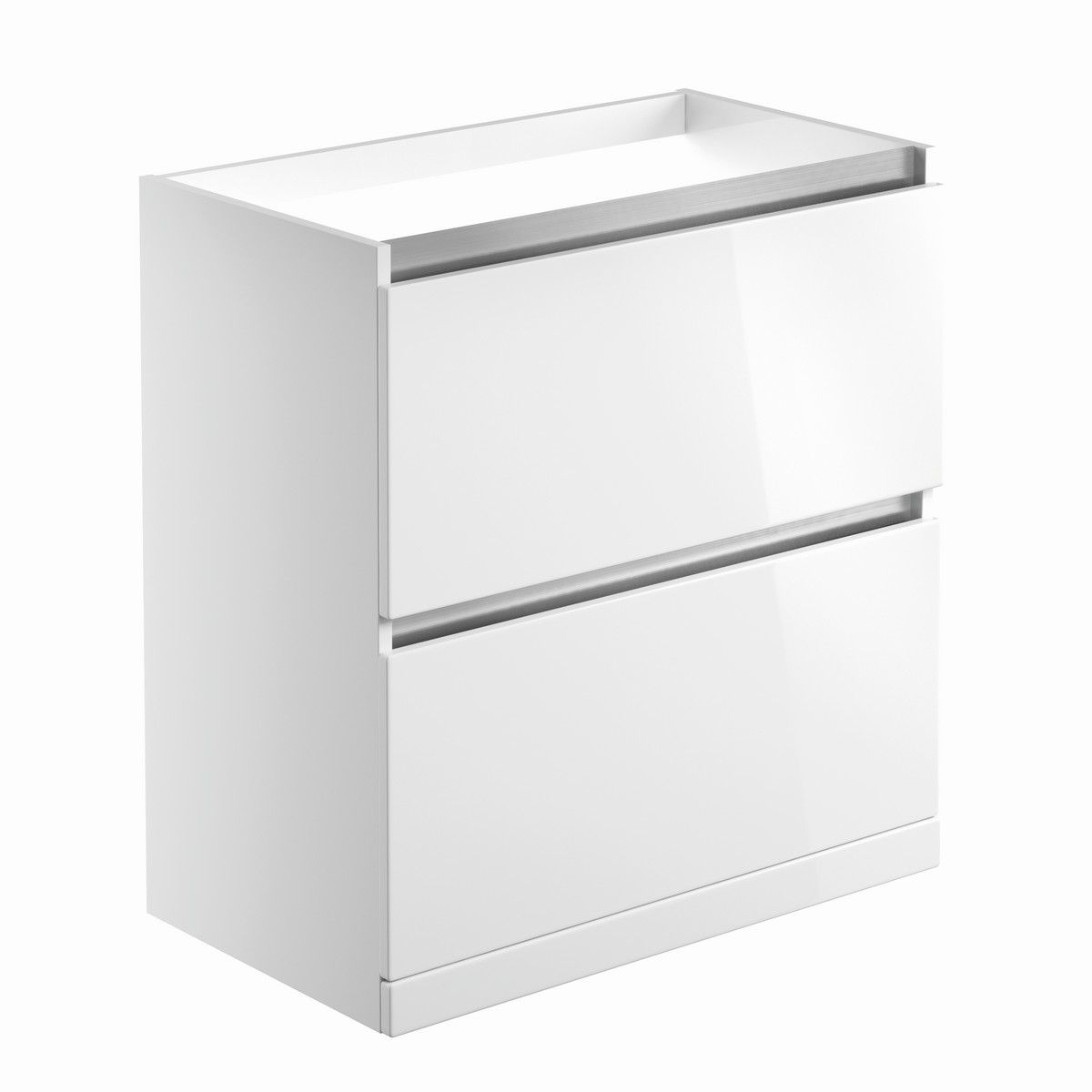 Cerne 2 Drawer Floor Standing Vanity Unit (No top) 800mm - White Gloss