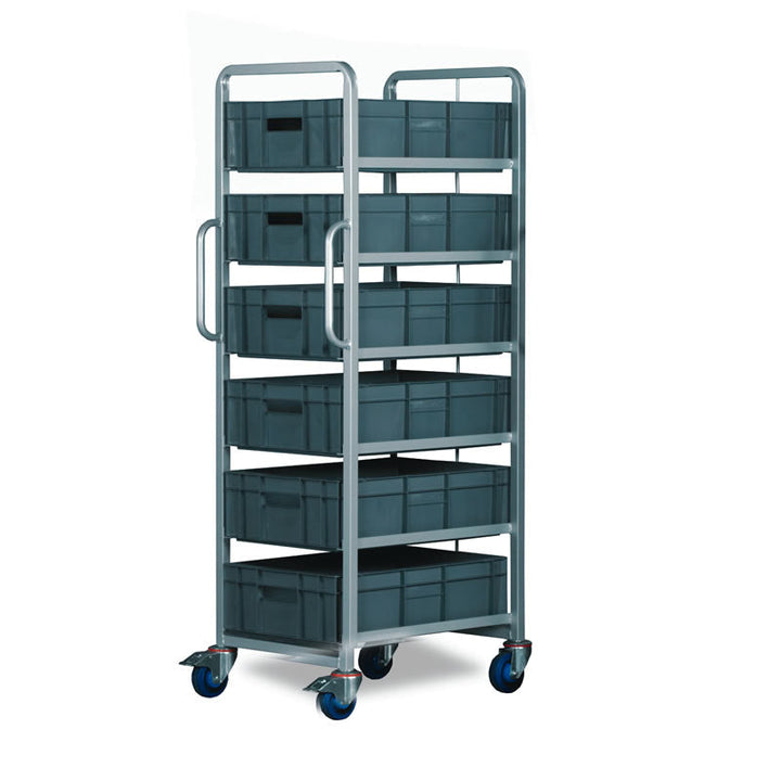 6 Tier Trolley - Braked with 6 x 30 Litre Euro Containers