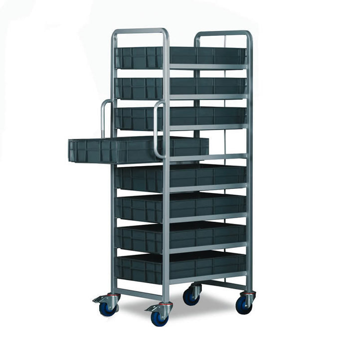 8 Tier Trolley - Braked with 8 x 22 Litre Euro Containers