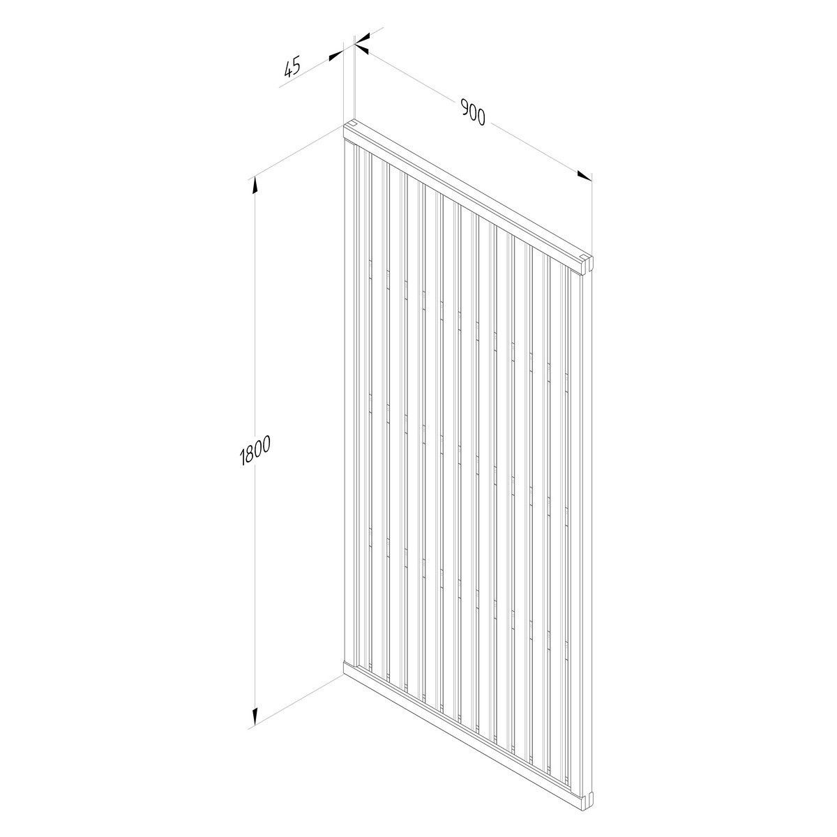 Forest Pressure Treated Vertical Slatted Screen 1.8mtr x 0.9mtr (Pack of 5)