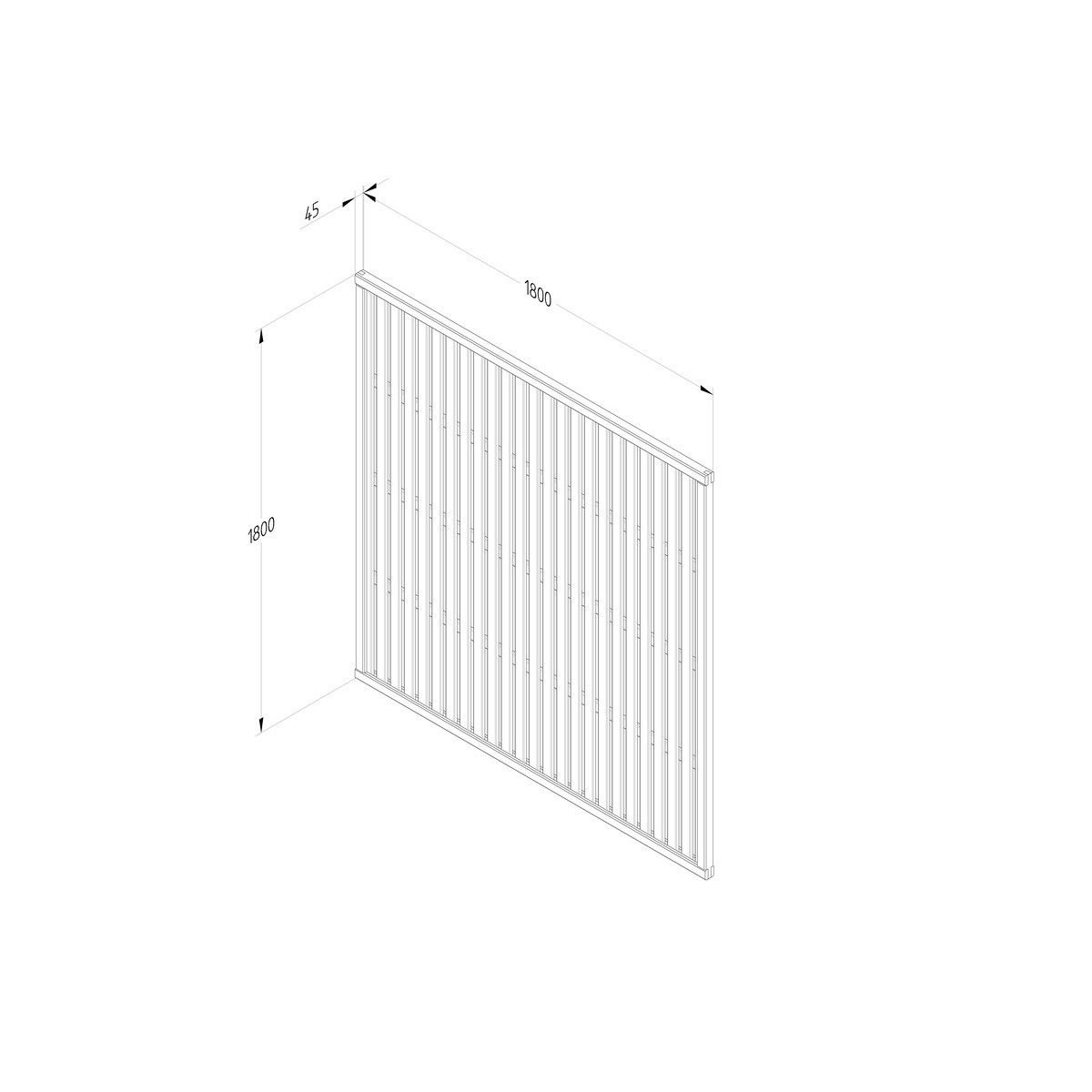 Forest Pressure Treated Vertical Slatted Screen 1.8mtr x 1.8mtr (Pack of 5)