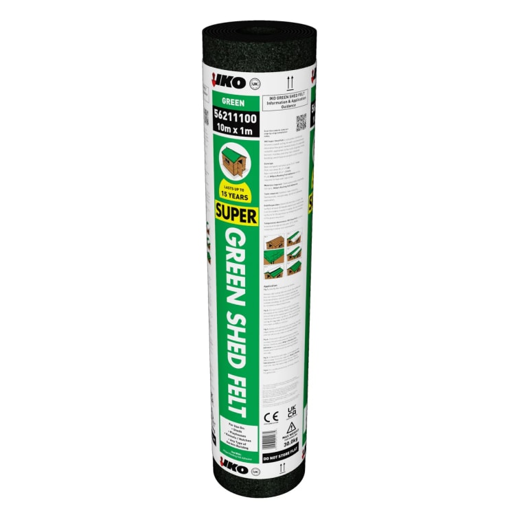 Green IKO Super Shed Felt Mineral Roofing Felt 1m x 10m – Durable Roofing Protection
