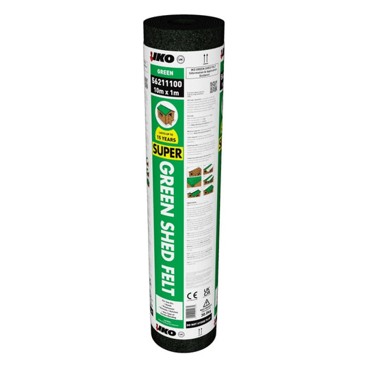 Green IKO Super Shed Felt Mineral Roofing Felt 1m x 10m – Durable Roofing Protection