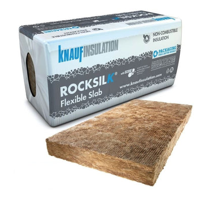 Knauf Insulation Rocksilk Flexible Slab - 70 x 600 x 1200mm (5.76m2) Pack of 8