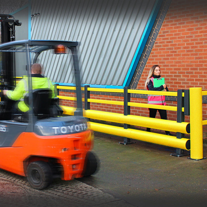 Pedestrian Bumper Barrier - Double Bumper - Yellow & Black