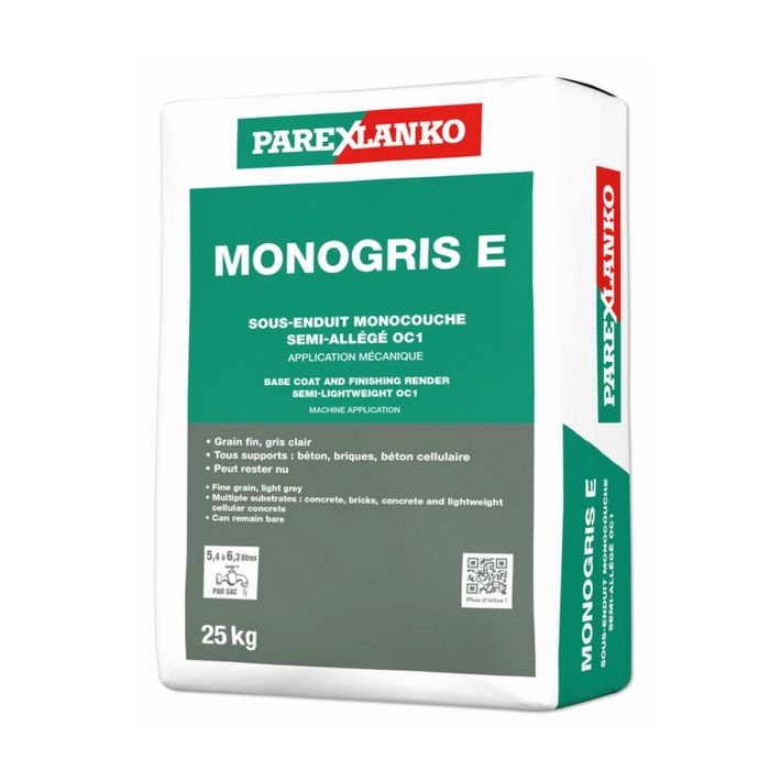 Parex Monogris E Base Coat Render 25kg - Light Grey