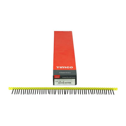 TIMco Collated Drywall Screw Coarse 3.5 x 45mm Black Phos - Box of 1000
