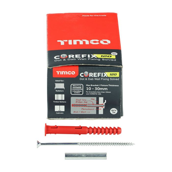 TIMco Corefix Plus Plasterboard Fixing Anchors 5.0 x 120mm - Box of 24