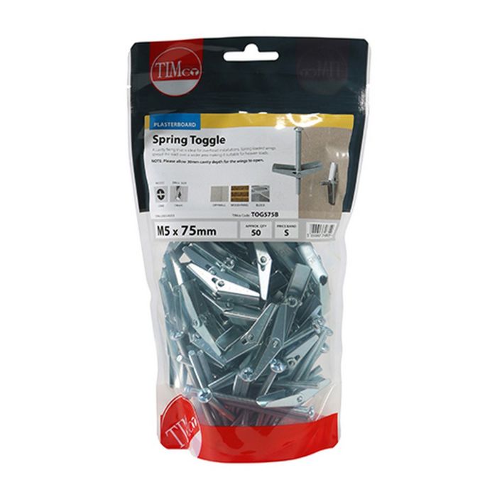 TIMco Spring Toggle M5 x 75 BZP (Bag of 50)