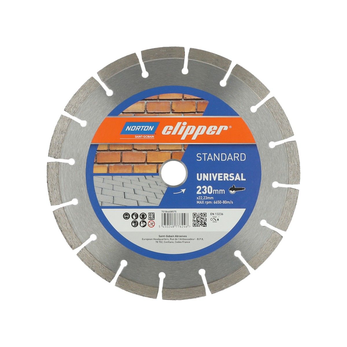 Norton Clipper Diamond Blade for Bricks/Blocks 230 x 22.23mm Blue