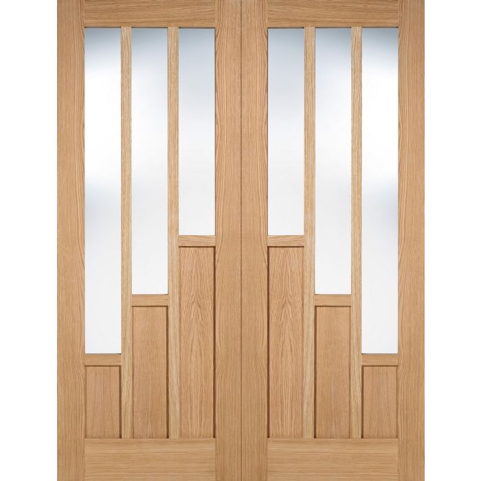 LPD Coventry 3P 3L Glazed Internal Door Pairs 1981 x 1168mm Pre-Finished Oak