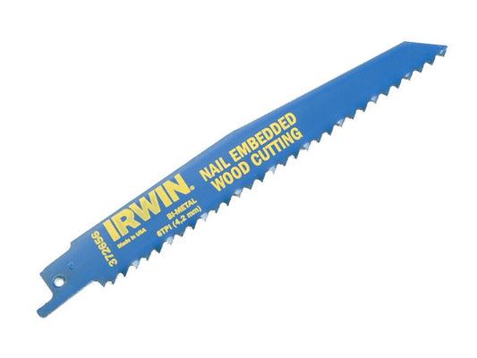 Irwin Sabre Saw Blades for Nail Embedded Wood 225mm (5 Pack) 956R