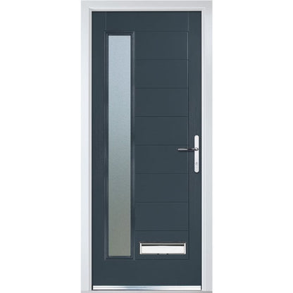 Crystal GRP Door with Long Glass (Left Hand) 920 x 2055mm Obscure - Grey