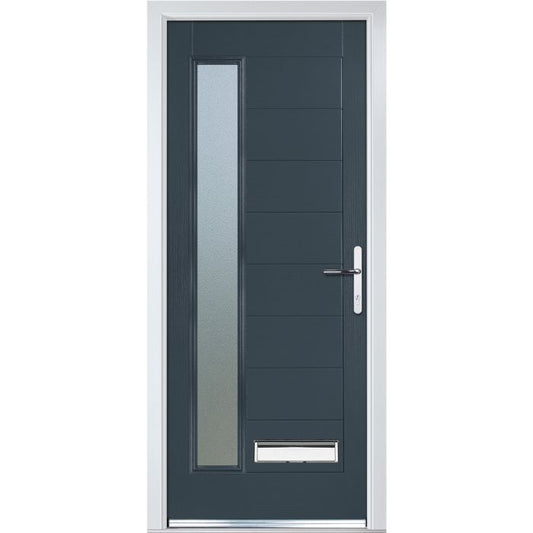 Crystal GRP Door with Long Glass (Left Hand) 920 x 2055mm Obscure - Grey