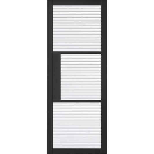 LPD Tribeca Reeded Glazed 3L Door 1981 x 762mm Primed Plus Black