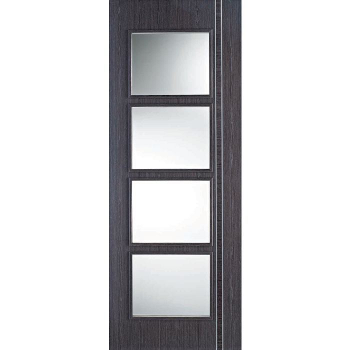 LPD Zanzibar 4L Glazed Internal Door 1981 x 686mm Pre-Finished Ash Grey