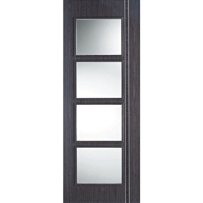 LPD Zanzibar 4L Glazed Internal Door 1981 x 686mm Pre-Finished Ash Grey