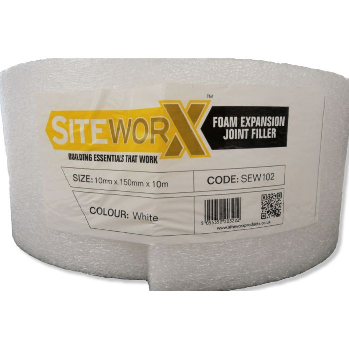 Siteworx Foam Expansion Joint Filler - 10mm x 150mm x 10mtr - White