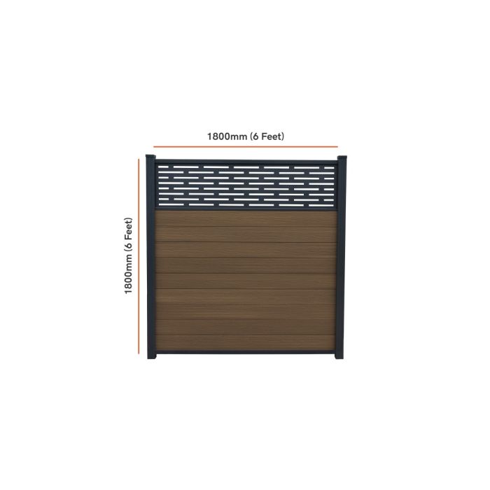 Piranha In-Ground Composite Fence Kit inc Horizontal Trellis 6ft - Brown Cedar