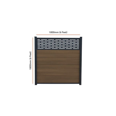 Piranha In-Ground Composite Fence Kit inc Horizontal Trellis 6ft - Brown Cedar